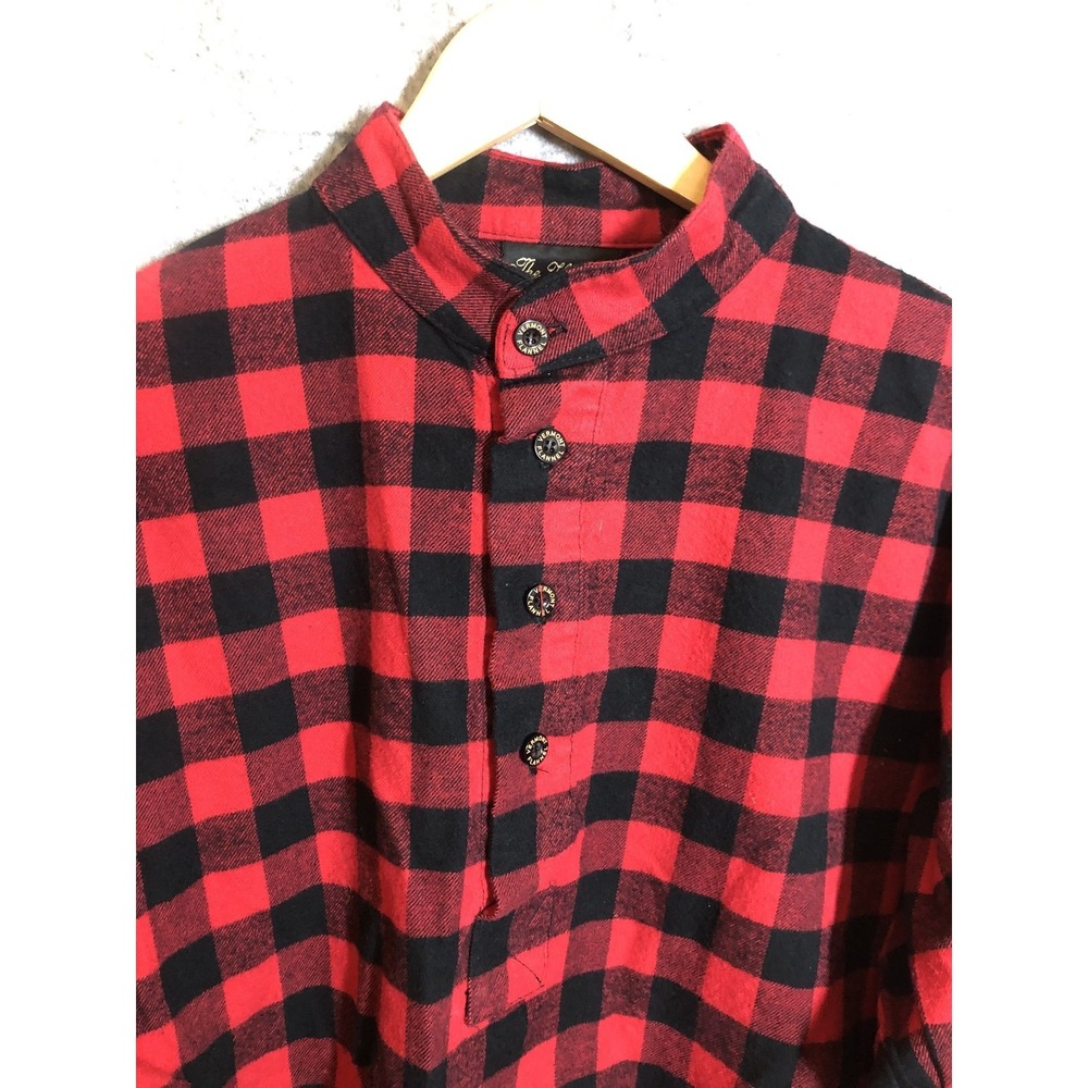 Vermont Flannel Shirt Men Small Red Black Buffalo Plaid Henley Pullover Made USA